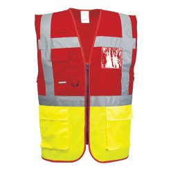C276 - Paris hi-vis kontrastfarvet executive vest Gul/Rd