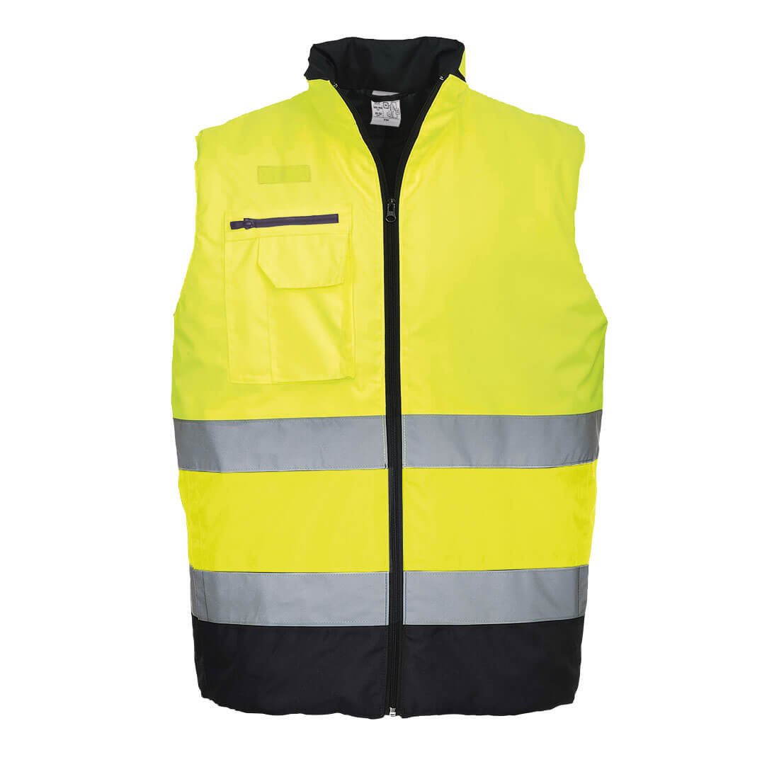 S267 - Hi-Vis 2 Farvet Bodywarmer Gul/Marine