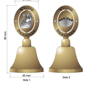 Klokke i guld med viking 